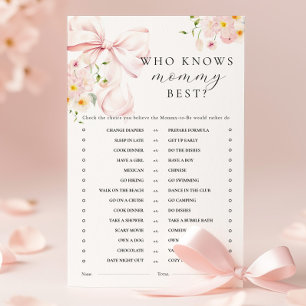 Bloemen Roze Bow Baby shower Activiteit Spelletjes