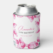 Bloemen Roze Bow Coquette Sweet 16 Verjaardag Blikjeskoeler (Blikje Voorkant)