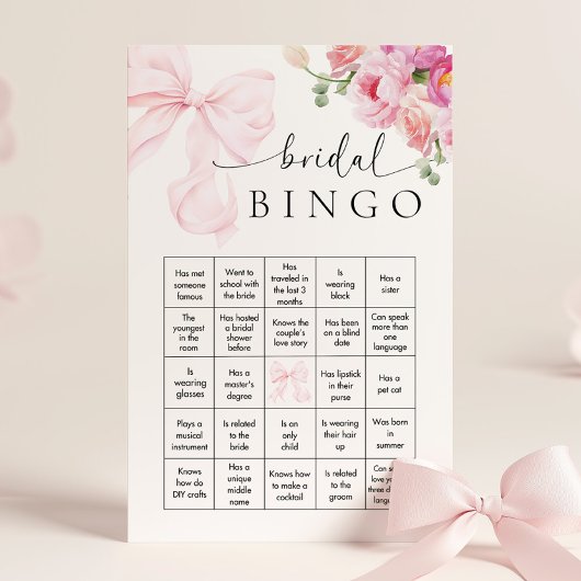 Bloemen Roze Bow Vrijgezellenfeest Bingo Spel Briefpapier