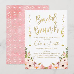 Bloemen Roze Bruids Brunch Bruids Douche Uitnodigi Kaart