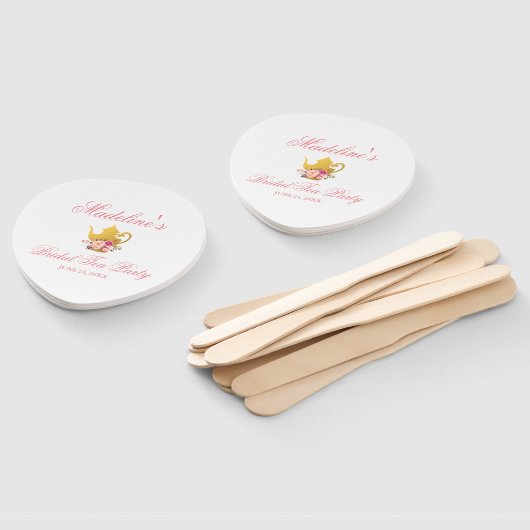 Bloemen Roze en Goud Vrijgezellenfeest Tea Party Handwaaier (Niet-gemonteerd)