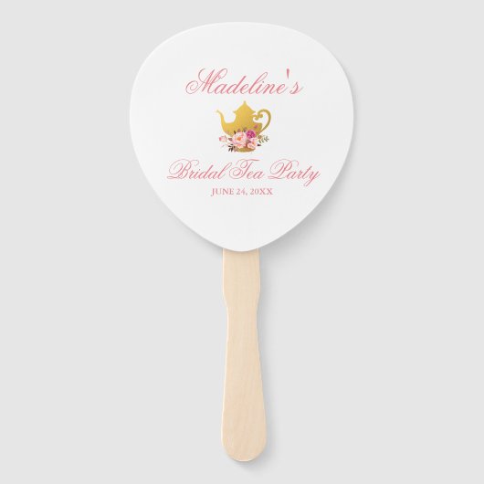 Bloemen Roze en Goud Vrijgezellenfeest Tea Party Handwaaier (Achterkant)