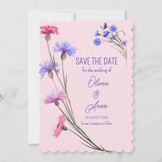 bloemen roze en Paars Save The Date
