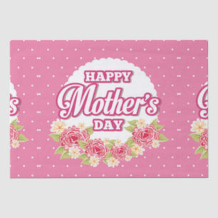 Bloemen Roze en White Polka Dot Happy Mothers Day Tissuepapier