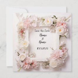 Bloemen roze en wit bruiloft uitnodiging