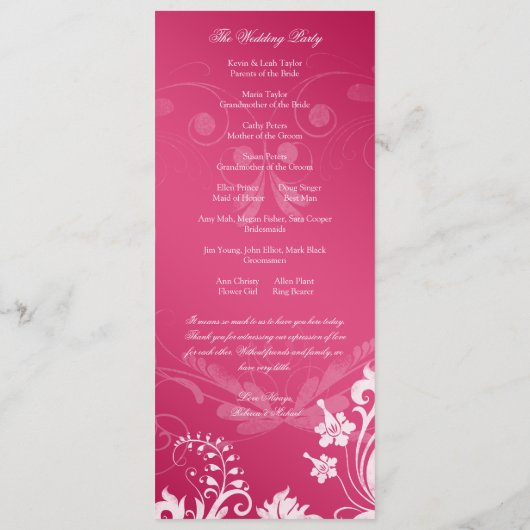 Bloemen Roze en Wit Trouwprogramma Programma (Achterkant)