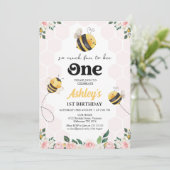 Bloemen Roze Geel Leuk om bij te zijn Een bij 1e v Kaart (Staand voorkant)