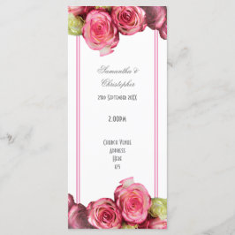 Bloemen roze grens roos kerk bruiloft programma