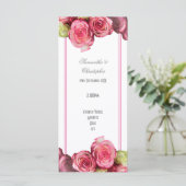 Bloemen roze grens roos kerk bruiloft programma (Staand voorkant)
