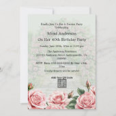 Bloemen Roze/Groene Tuin Partij Verjaardag Uitnodi Kaart (Voorkant)