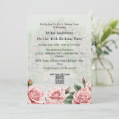 Bloemen Roze/Groene Tuin Partij Verjaardag Uitnodi Kaart (Staand voorkant)