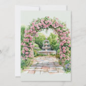 Bloemen Roze/Groene Tuin Partij Verjaardag Uitnodi Kaart (Achterkant)