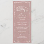 Bloemen Roze Hand getrokken Lijst bruiloft Menu (Voorkant)
