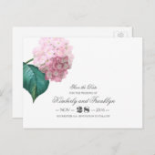  Bloemen Roze Hydrangea Save the Date Aankondigingskaart (Voorkant / Achterkant)