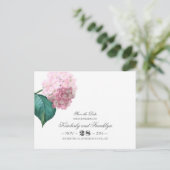  Bloemen Roze Hydrangea Save the Date Aankondigingskaart (Staand voorkant)