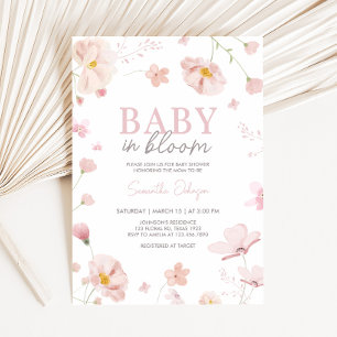 Bloemen Roze Lente Baby in Bloom Baby shower Kaart