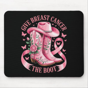 Bloemen Roze Lint Cowgirl Laarzen Geef Borstkanker Muismat