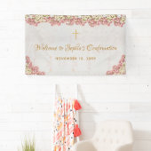 Bloemen Roze Orchideeën Goud Meisje bevestiging We Spandoek (Insitu)