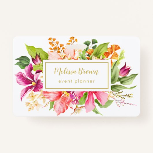  bloemen Roze Pastel Event Planner Badge (Voorkant)