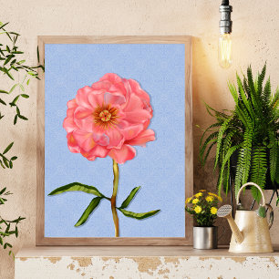Bloemen roze pioen bloemkunst poster