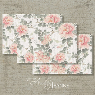 Bloemen  Roze Pioen Chinoiserie Decoupage Tissuepapier