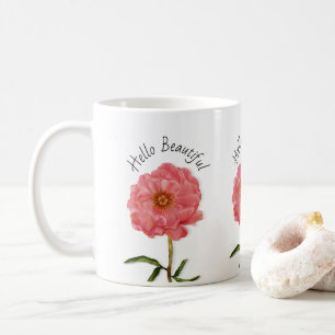 Bloemen roze pioenbloem koffiemok