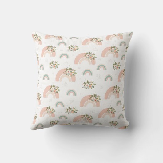 Bloemen Roze Regenboog Custom Naam Kussen (Achterkant)