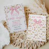 Bloemen Roze strik is niet zij eervolle 1e verjaar Kaart