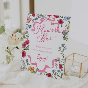 Bloemen Roze strik Ze is het binden van de Knoop B Reclamebord Met Voetstuk