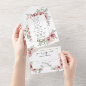 Bloemen Rozen Goud Geometrische bruiloft All In One Uitnodiging (Afscheurbaar)