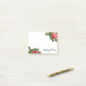 Bloemen Rozen Monogram Post-It Notes (Op bureau)