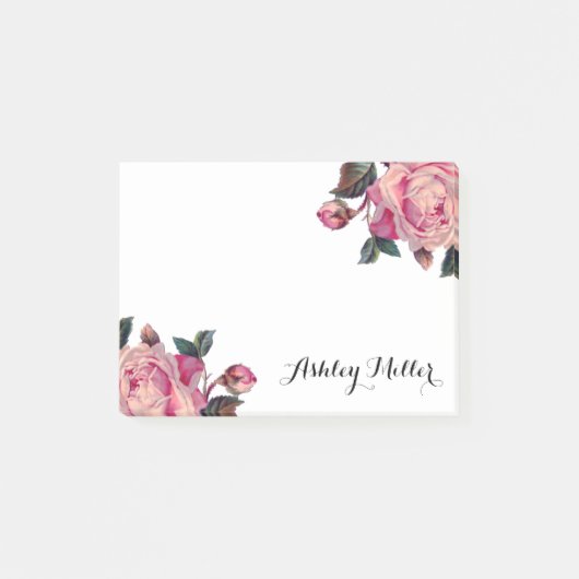 Bloemen Rozen Monogram Post-It Notes (Voorkant)