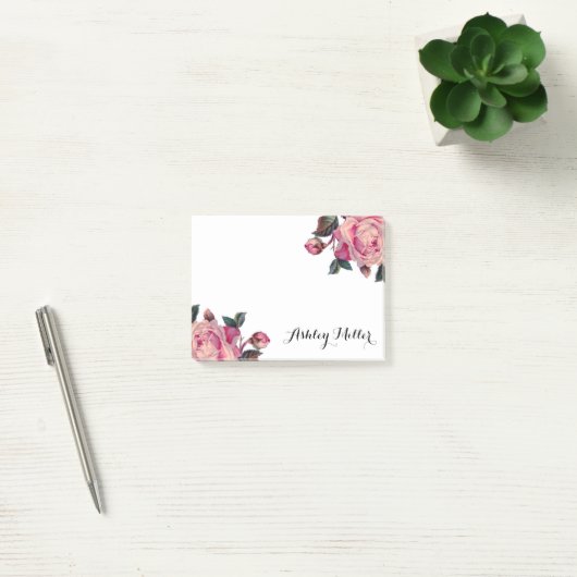 Bloemen Rozen Monogram Post-It Notes (Kantoor)