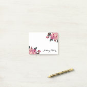 Bloemen Rozen Monogram Post-It Notes (Op bureau)