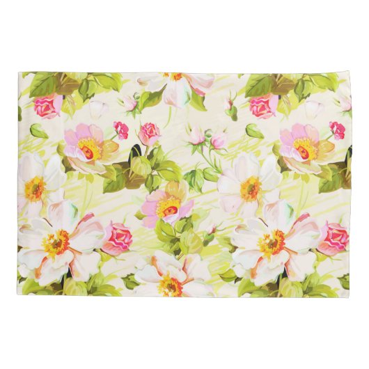  Bloemen Rozen Pioenen Monogram Kussen Hoesje Kussensloop (Achterkant)