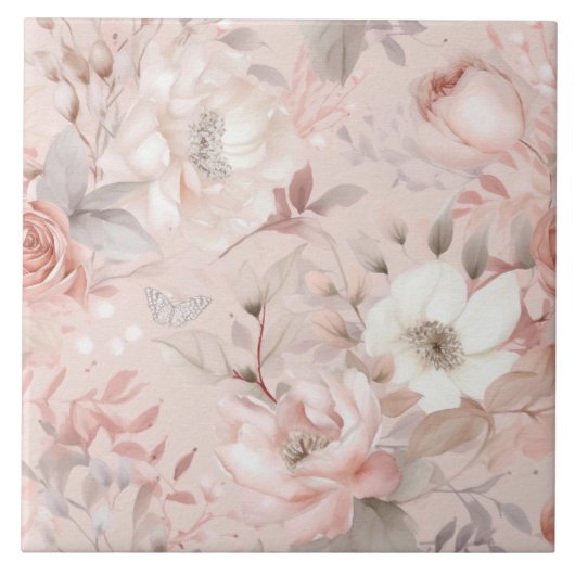 Bloemen, rozen, roze rozen tegeltje (Voorkant)