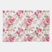 Bloemen, rozen, roze rozen theedoek (Horizontaal)