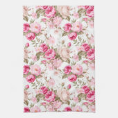 Bloemen, rozen, roze rozen theedoek (Verticaal)