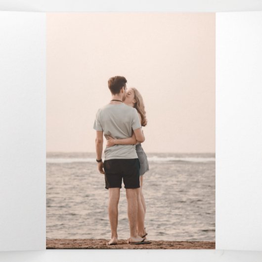 Bloemen Rozen | Uitnodiging voor drievoudige bruil (Binnenkant midden)