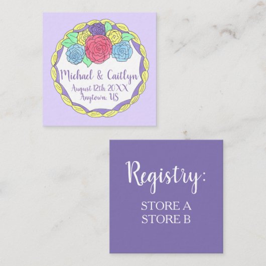 Bloemen Rozen Vrijgezellenfeest Trouwtaart Informatiekaartje (Voorkant / Achterkant)