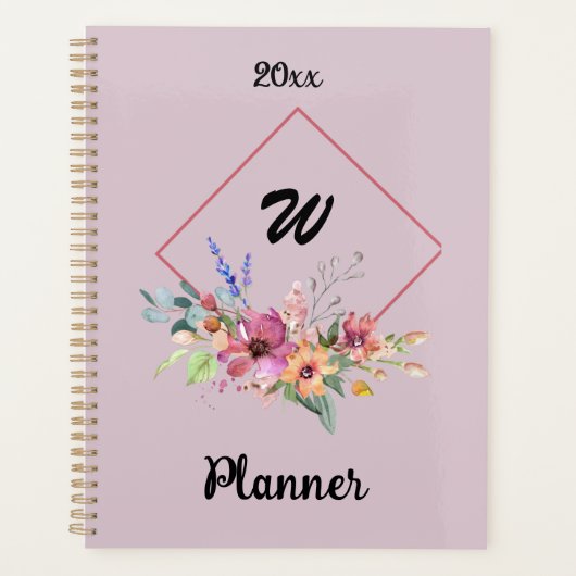 Bloemen rozen waterverf typografie tekst planner (Voorkant)