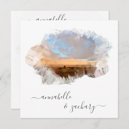 *~* BLOEMEN + RSVP - QR REGENBOOG AR11 STRAND BRUI KAART (Voorkant / Achterkant)