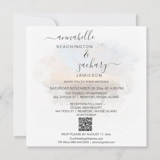 *~* BLOEMEN + RSVP - QR REGENBOOG AR11 STRAND BRUI KAART (Achterkant)