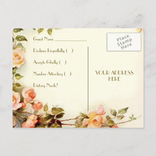 Bloemen rsvp uitnodiging briefkaart (Achterkant)
