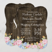  bloemen Rustic Barn Wood Wedding Invites Kaart (Voorkant / Achterkant)