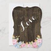  bloemen Rustic Barn Wood Wedding Invites Kaart (Achterkant)