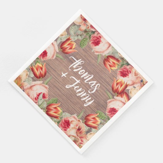 Bloemen Rustiek Boerderij Schuur Bruiloft Servet (Hoek)