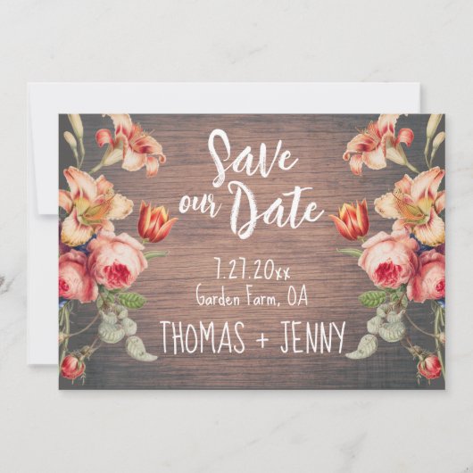 Bloemen Rustiek Boerderij Schuur Save Our Date Kaart (Voorkant)