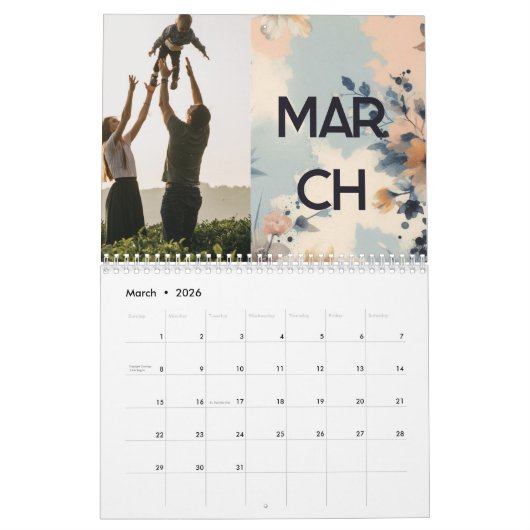 Bloemen rustiek  elegant boho kalender (Mar 2026)