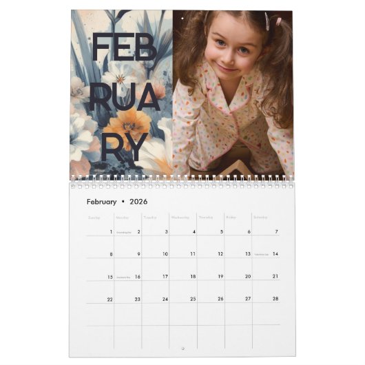 Bloemen rustiek  elegant boho kalender (Feb 2026)